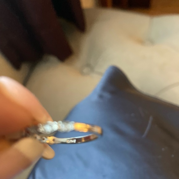 Fire White Opal ring with diamonds set in Sterling  size 5 3/4 - Picture 4 of 5